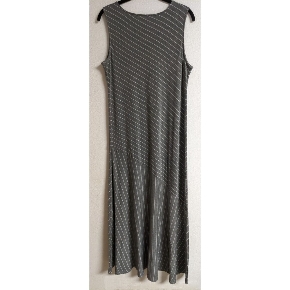 SOFT SURROUNDINGS Grey/White Slant Striped Maxi Dress Minimalist Resortwear M - Picture 6 of 11